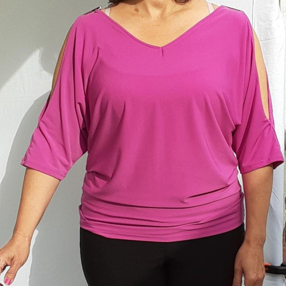 Pink Peek Shoulder Blouse